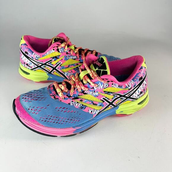 Asics Gel-Noosa Tri 10 Running Sneakers Shoes Neon Pink Blue Green Women 6 - Picture 1 of 14